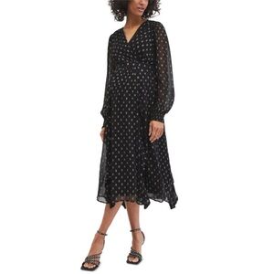 Jessica Simpson Maternity‎ NWT Black Silver Ruffle Maxi Midi Dress Size Large